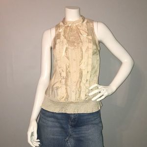 Tuxedo Ruffle Style Sleeveless Top Small